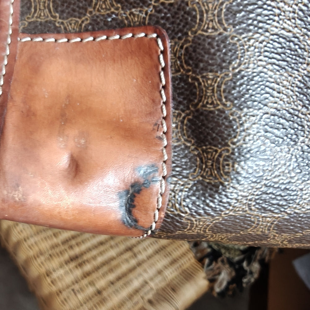 Celine Brown Monogram Leather-Trim Briefcase - Picture 4 of 16